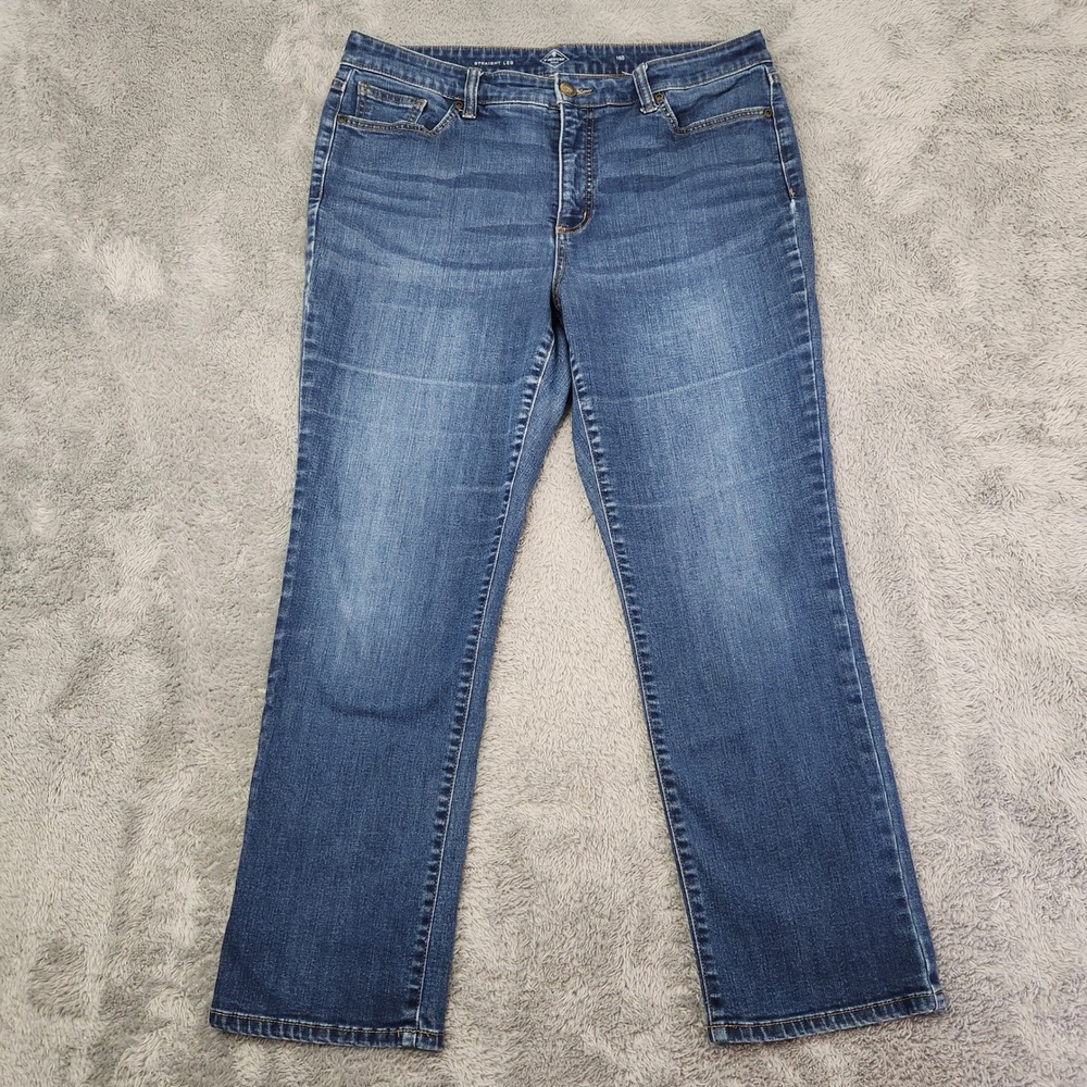 St.‎ John's Bay Jeans Womens 16S Blue Straight Leg 5 Pocket Stretch Denim Pants